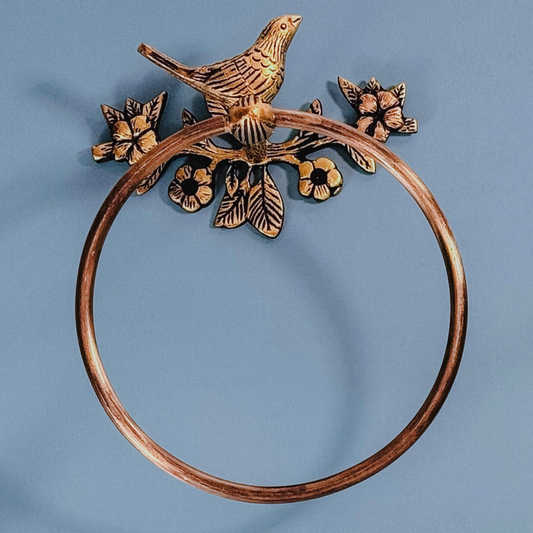 Brass Antique Bird Towel Ring Holder