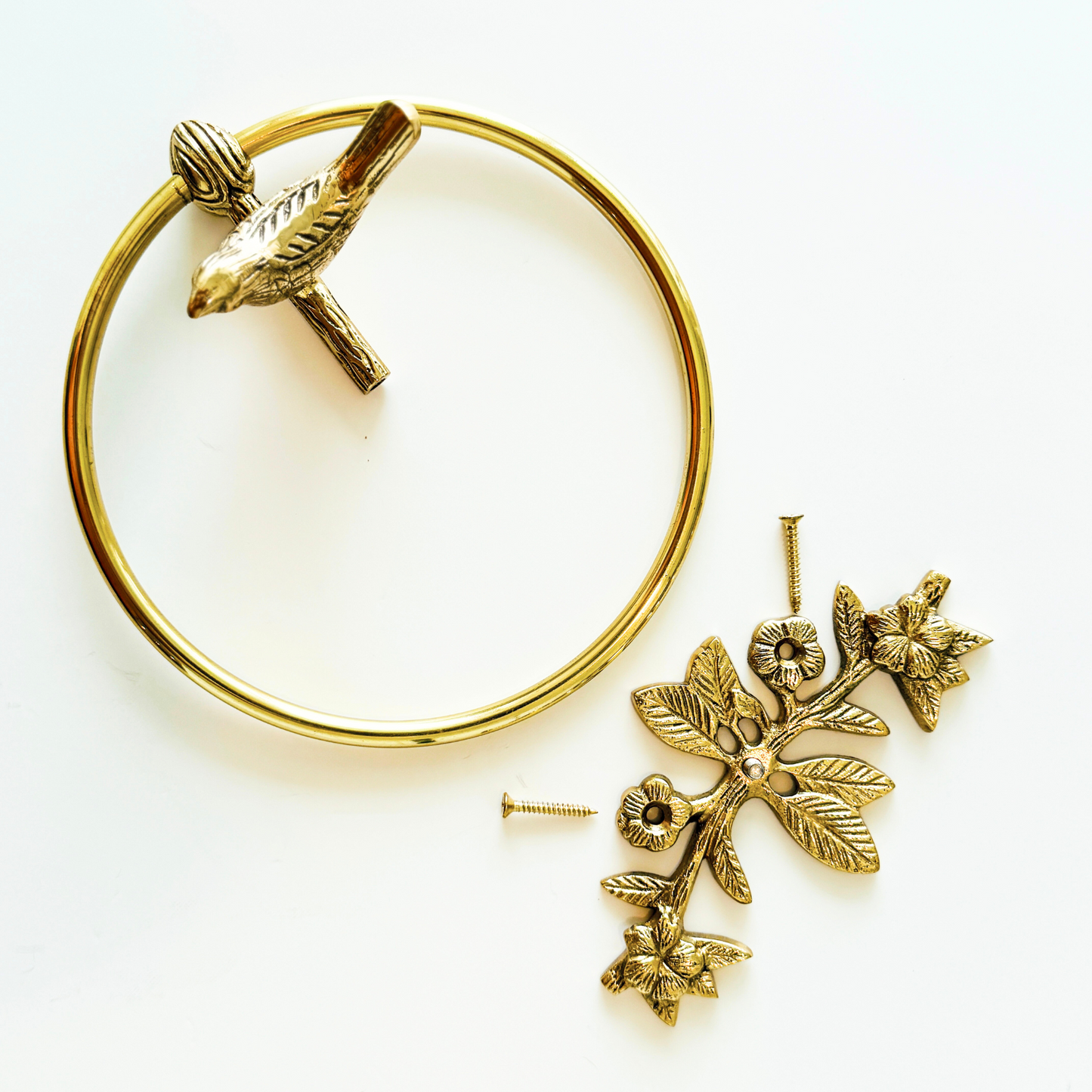Brass Polished Bird Towel Ring Holder