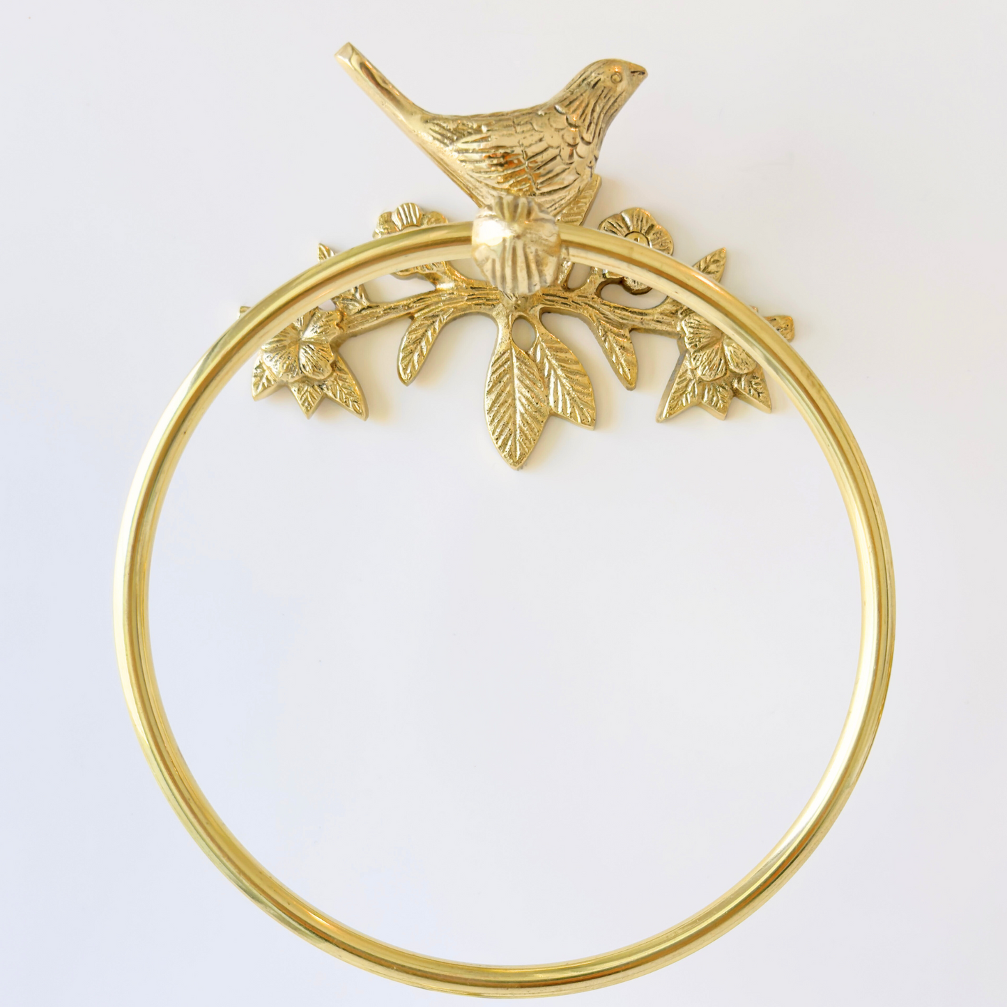 Brass Polished Bird Towel Ring Holder