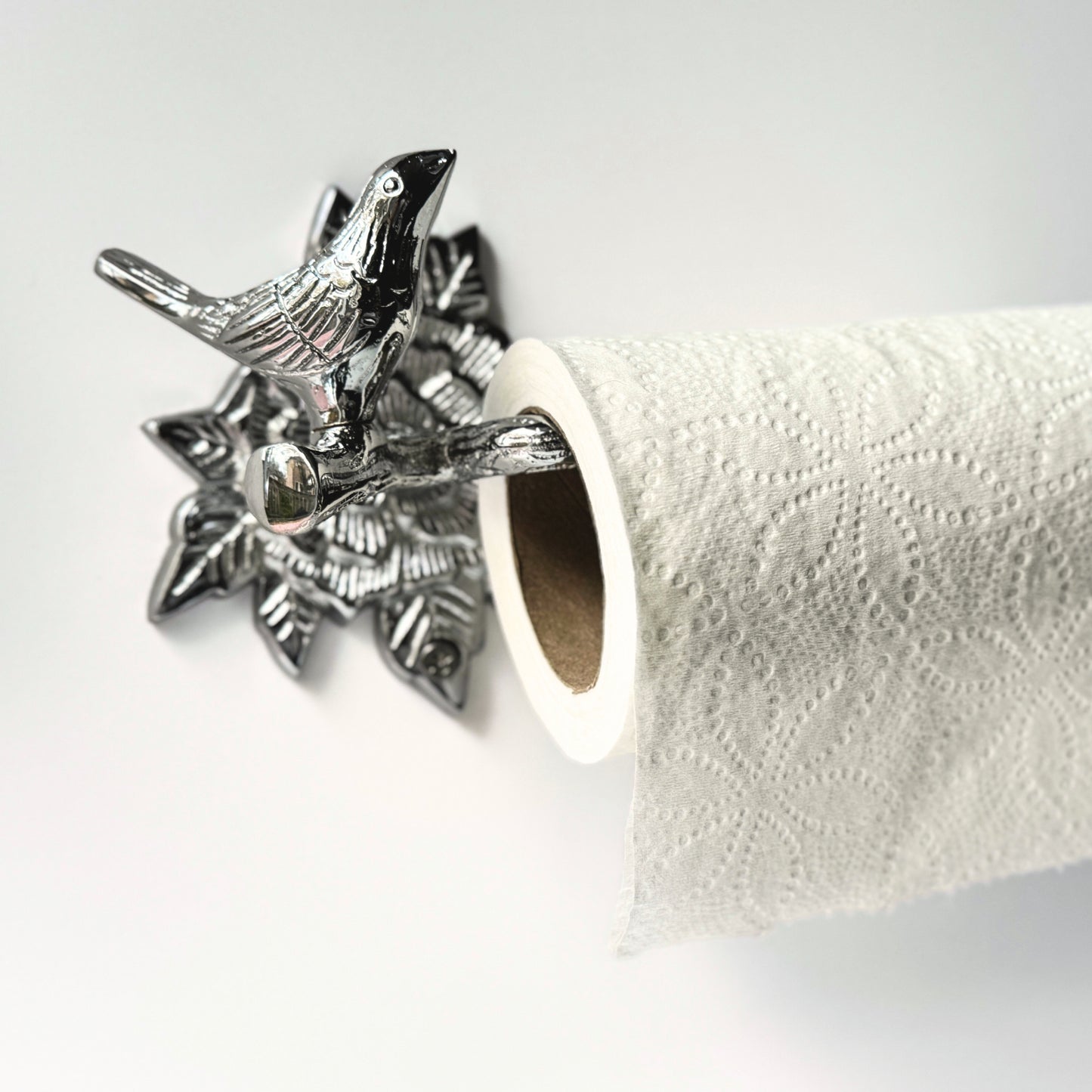 Chrome Bird Collection Bundle Pack (4 Pcs) | Towel Ring + Roll Holder + Hook + Rack