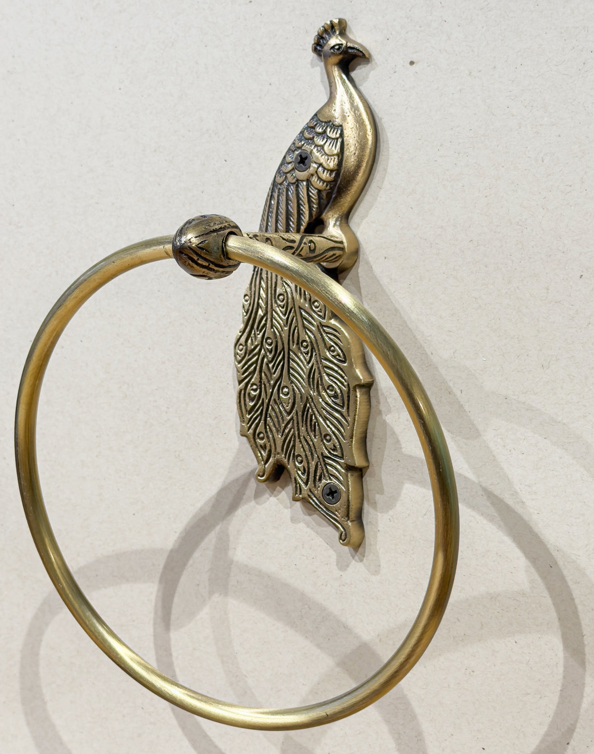 Peacock Brass Antique Towel Ring Holder
