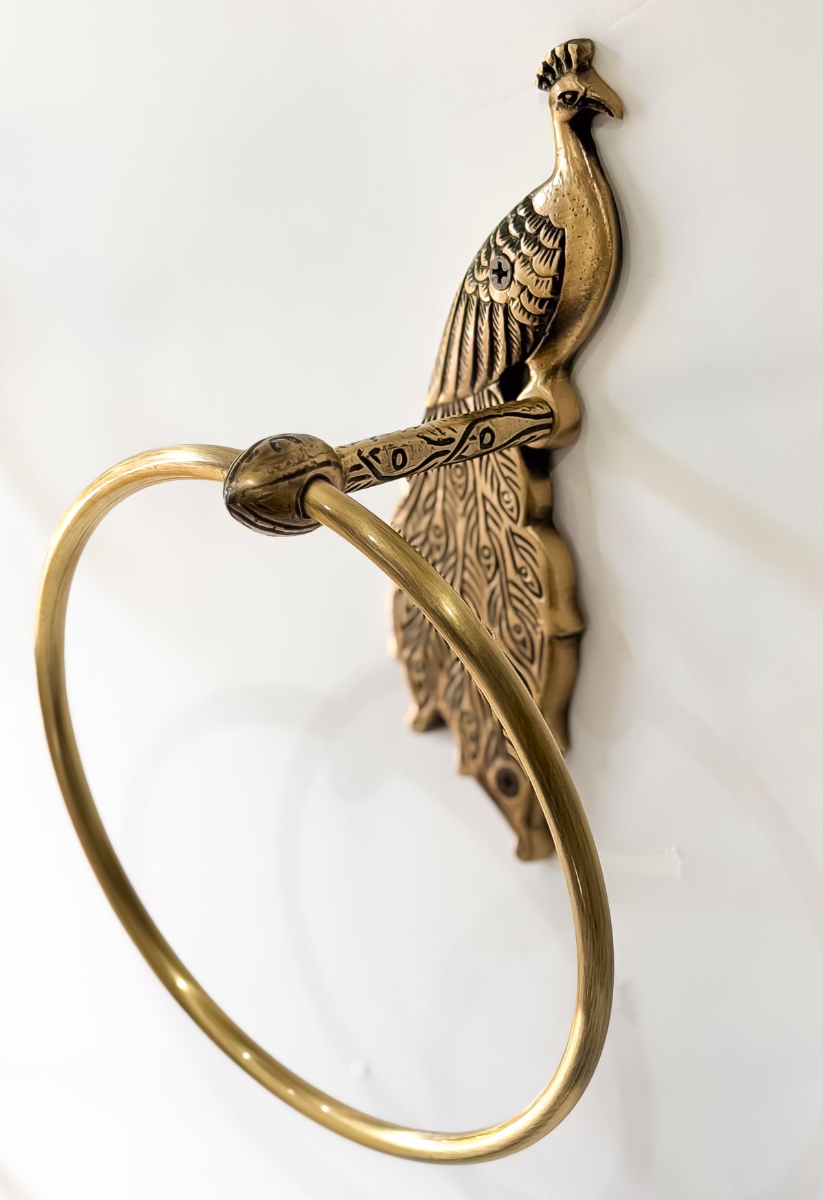 Peacock Brass Antique Towel Ring Holder