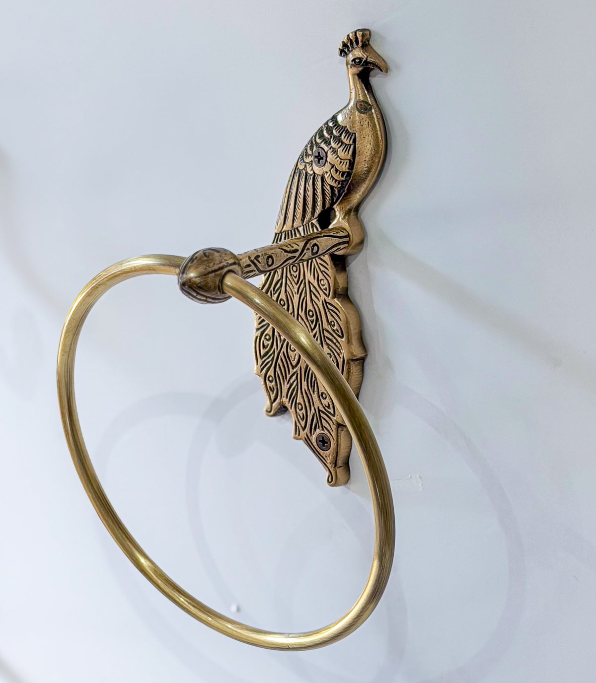 Peacock Brass Antique Towel Ring Holder