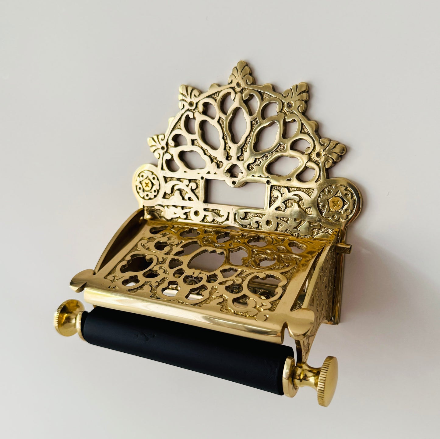 Victorian Brass Polished Toilet Paper Roll Holder