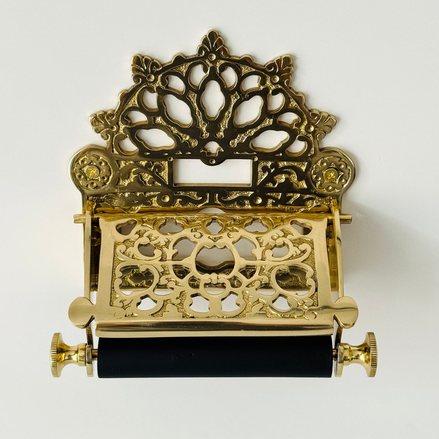 Victorian Brass Polished Toilet Paper Roll Holder