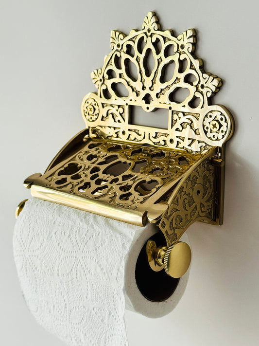 Victorian Brass Polished Toilet Paper Roll Holder