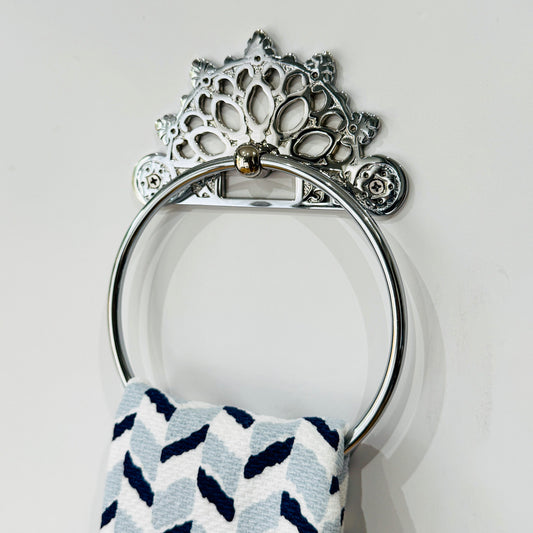 Victorian Chrome Brass Ring Towel Holder