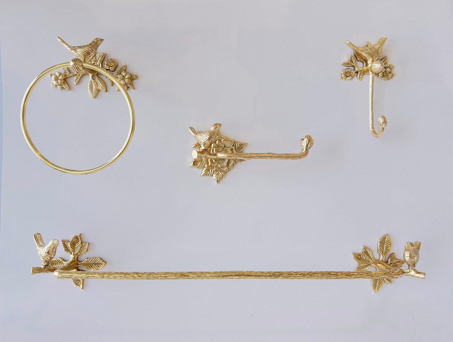 Brass Polished Bird Towel Ring Holder