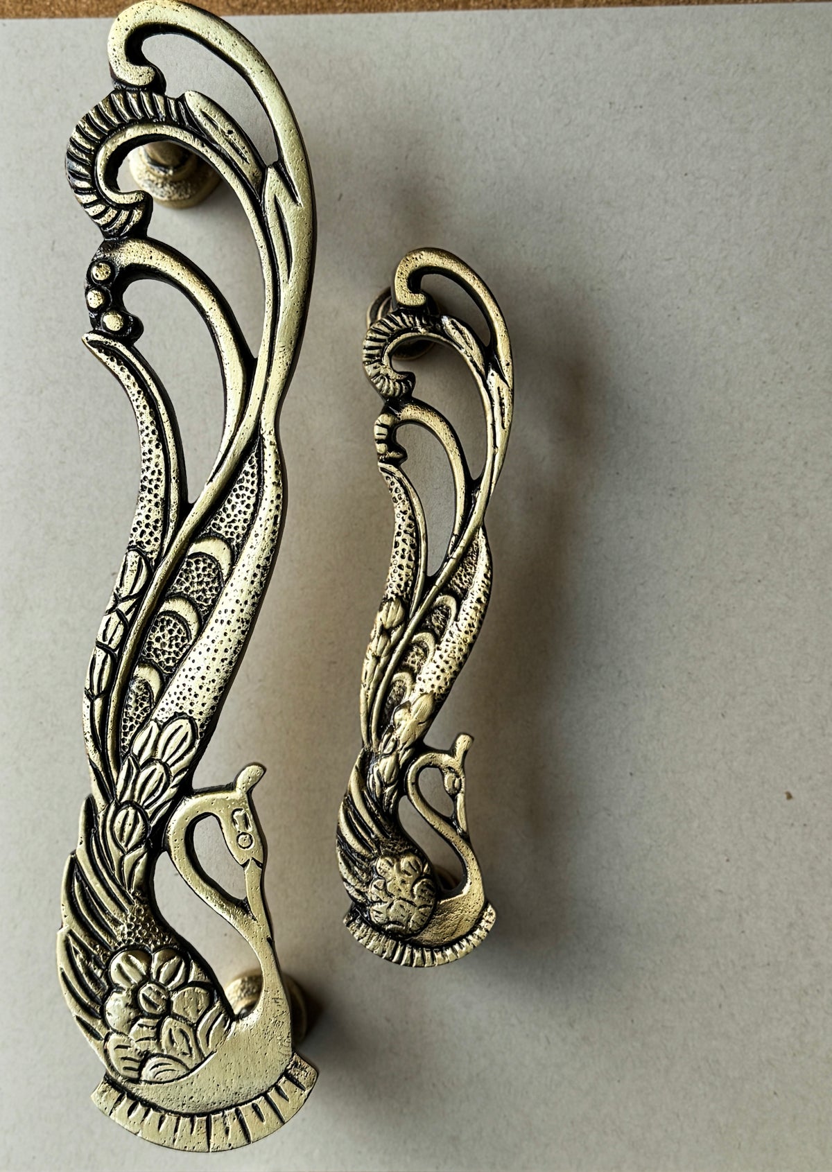 Antique Brass Peacock Cabinet & Door Handles/Pulls