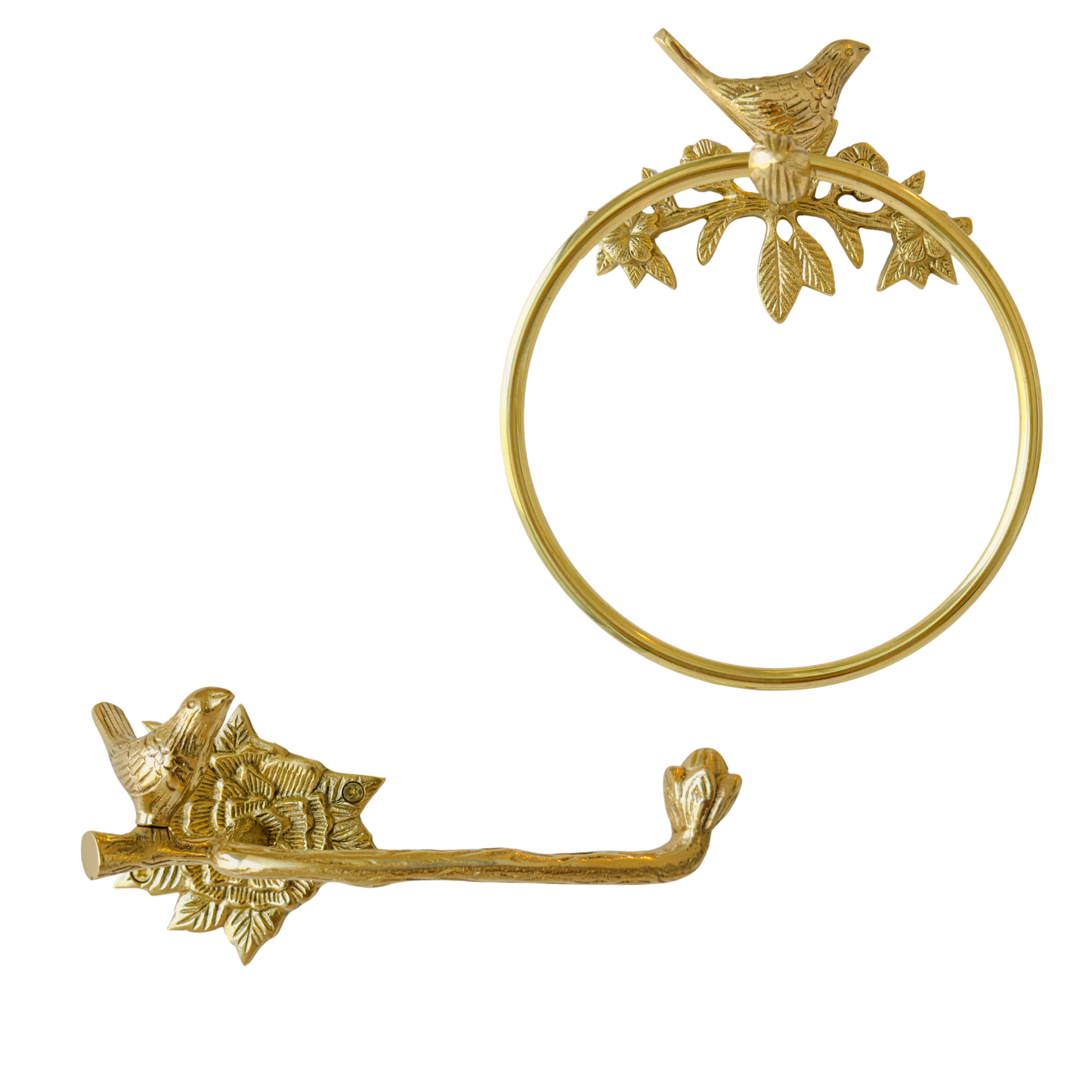 Brass Polished Bird Towel Ring Holder