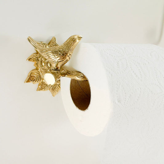 Brass Polished Bird Toilet Paper Roll Holder