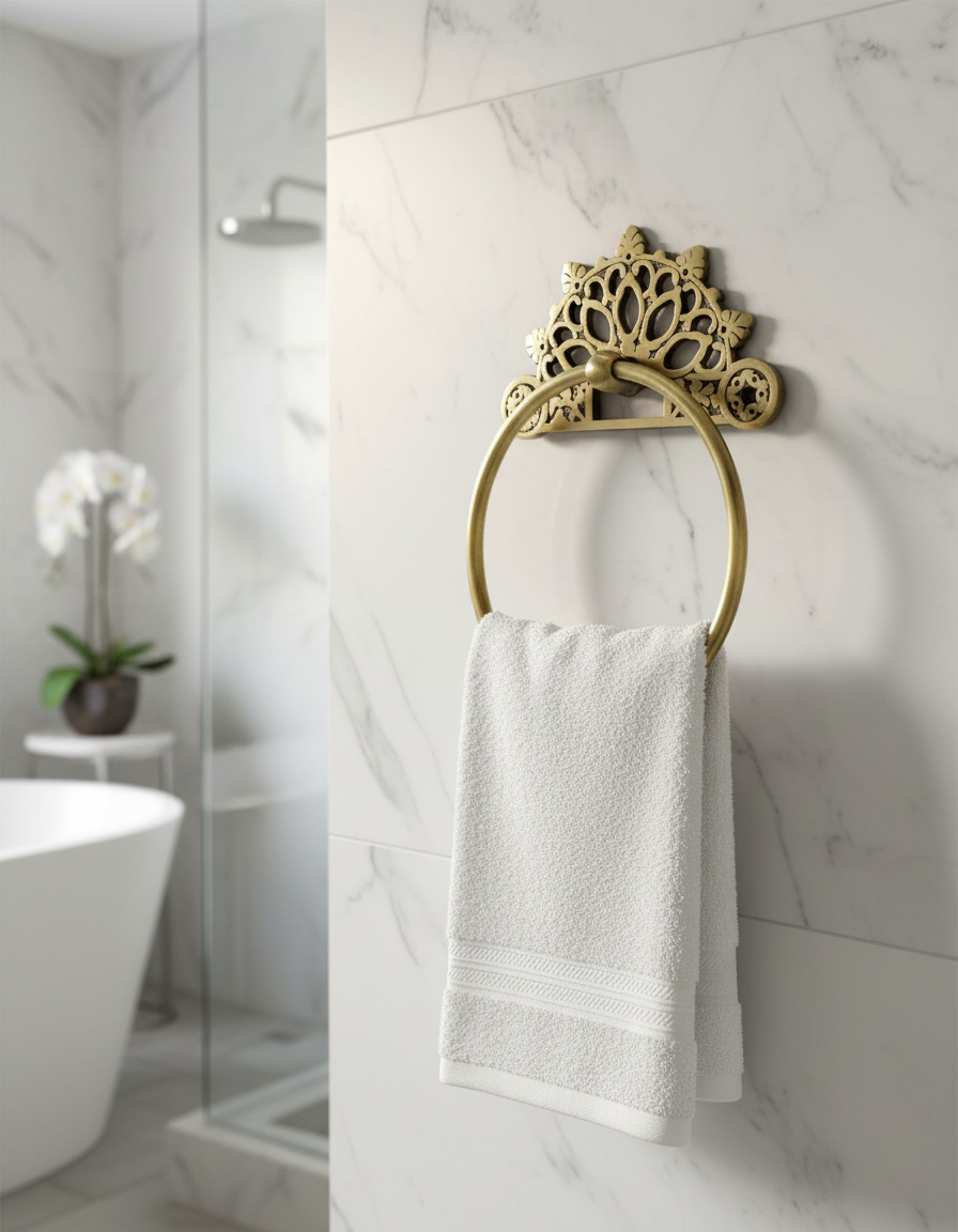 Victorian Antique Brass Ring Towel Holder
