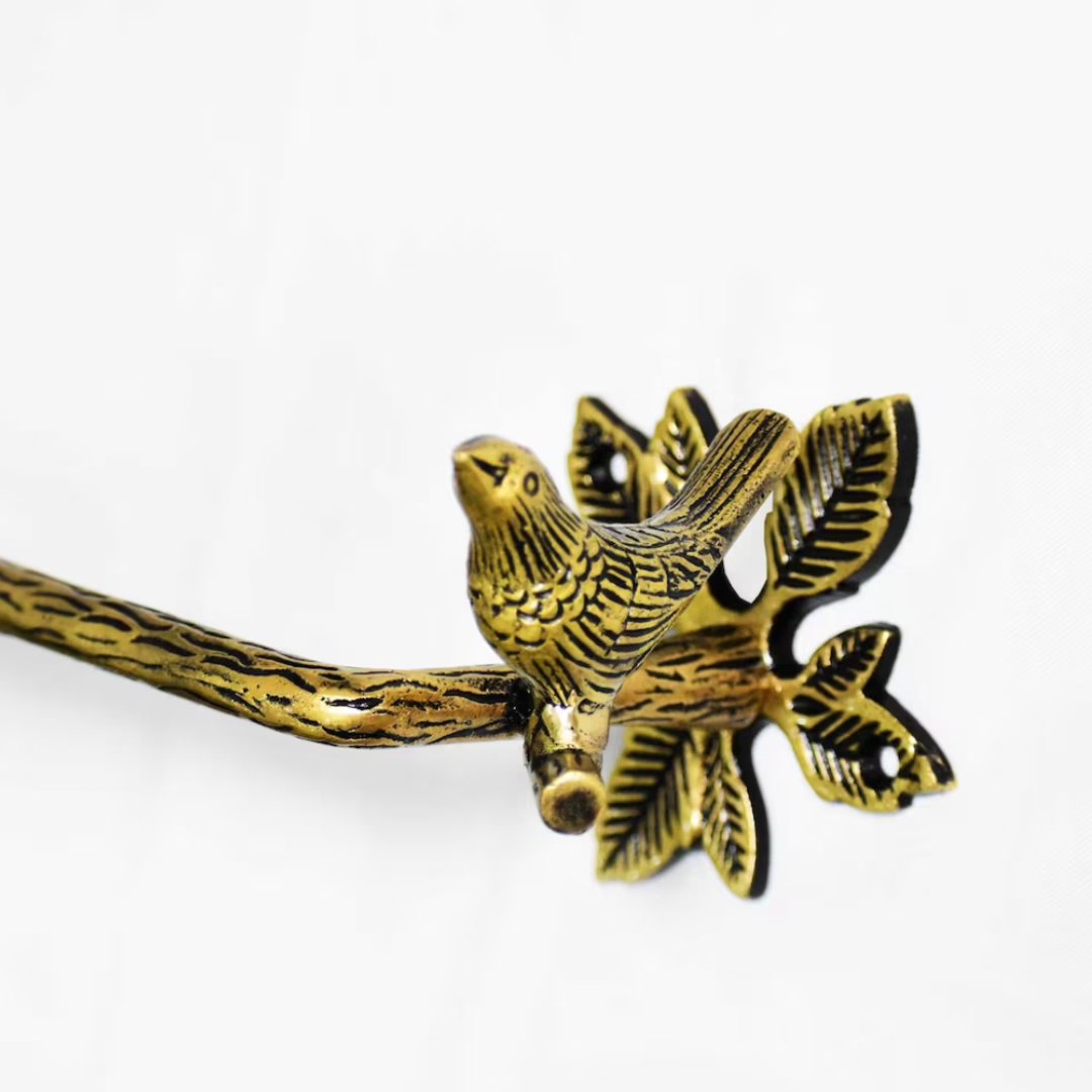 Brass Antique Bird Towel Rack