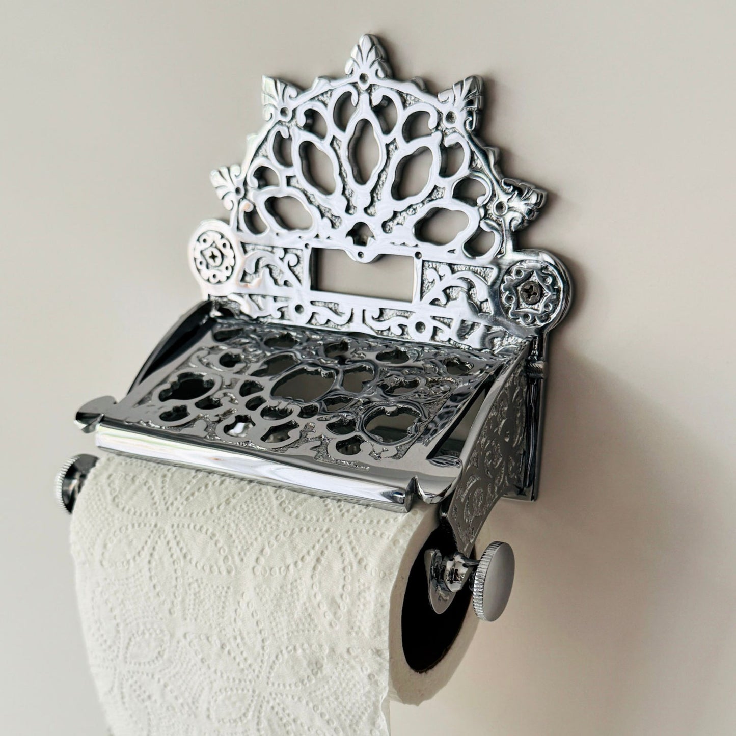 Victorian Chrome Brass Toilet Paper Roll Holder