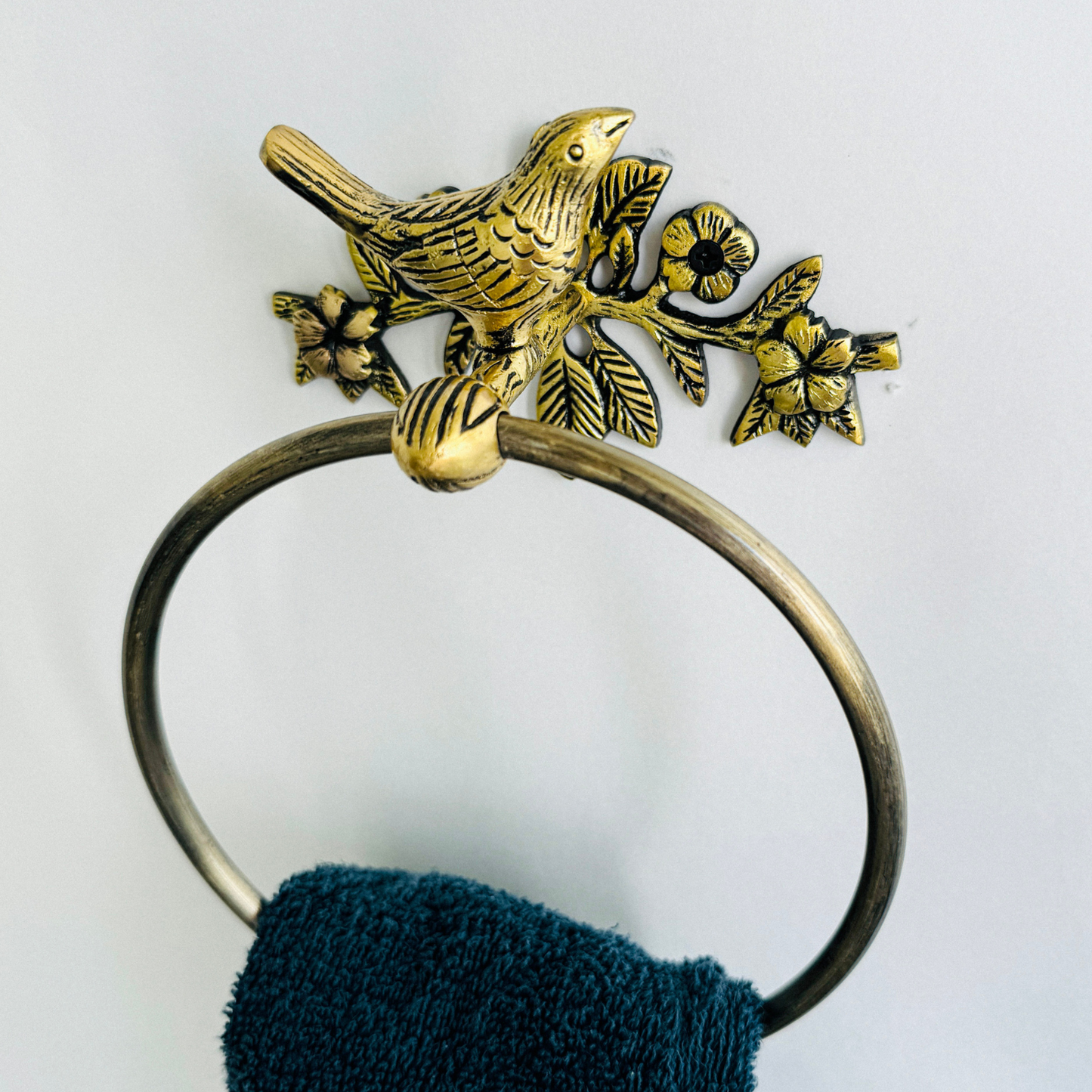 Brass Antique Bird Towel Ring