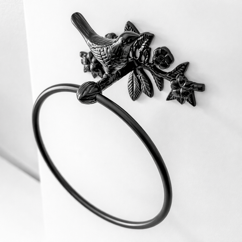 Portasciugamani ad anello in ottone a forma di uccello antico