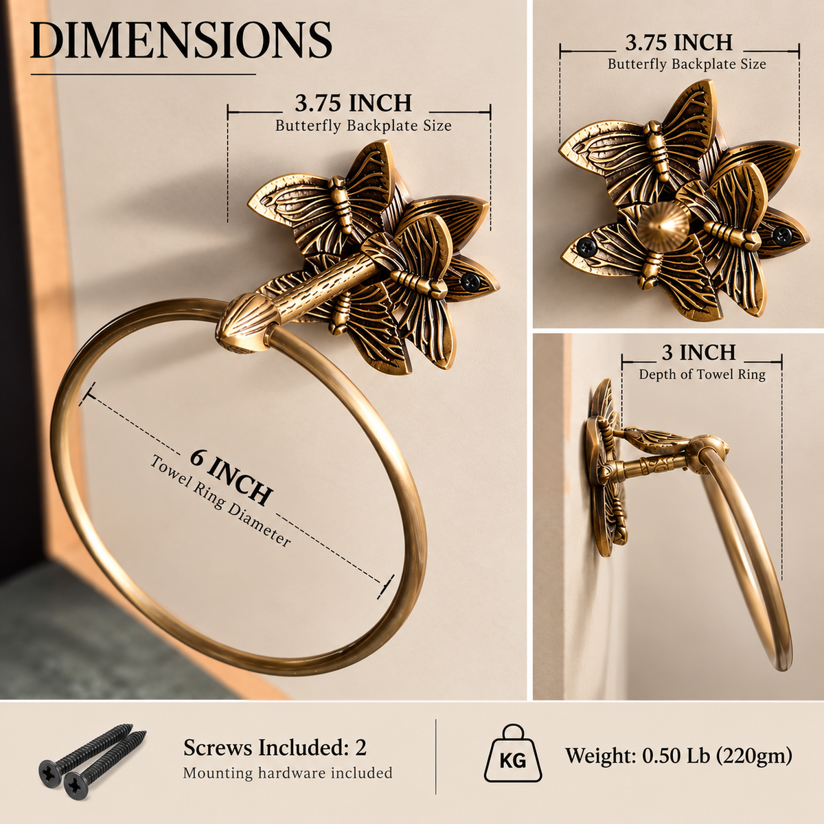 Porte-serviettes en laiton antique en forme d'oiseau