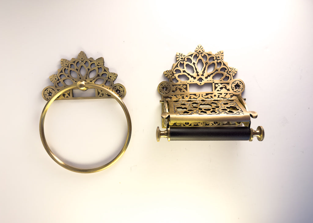 Victorian Set of (Towel Ring + Roll Holder)