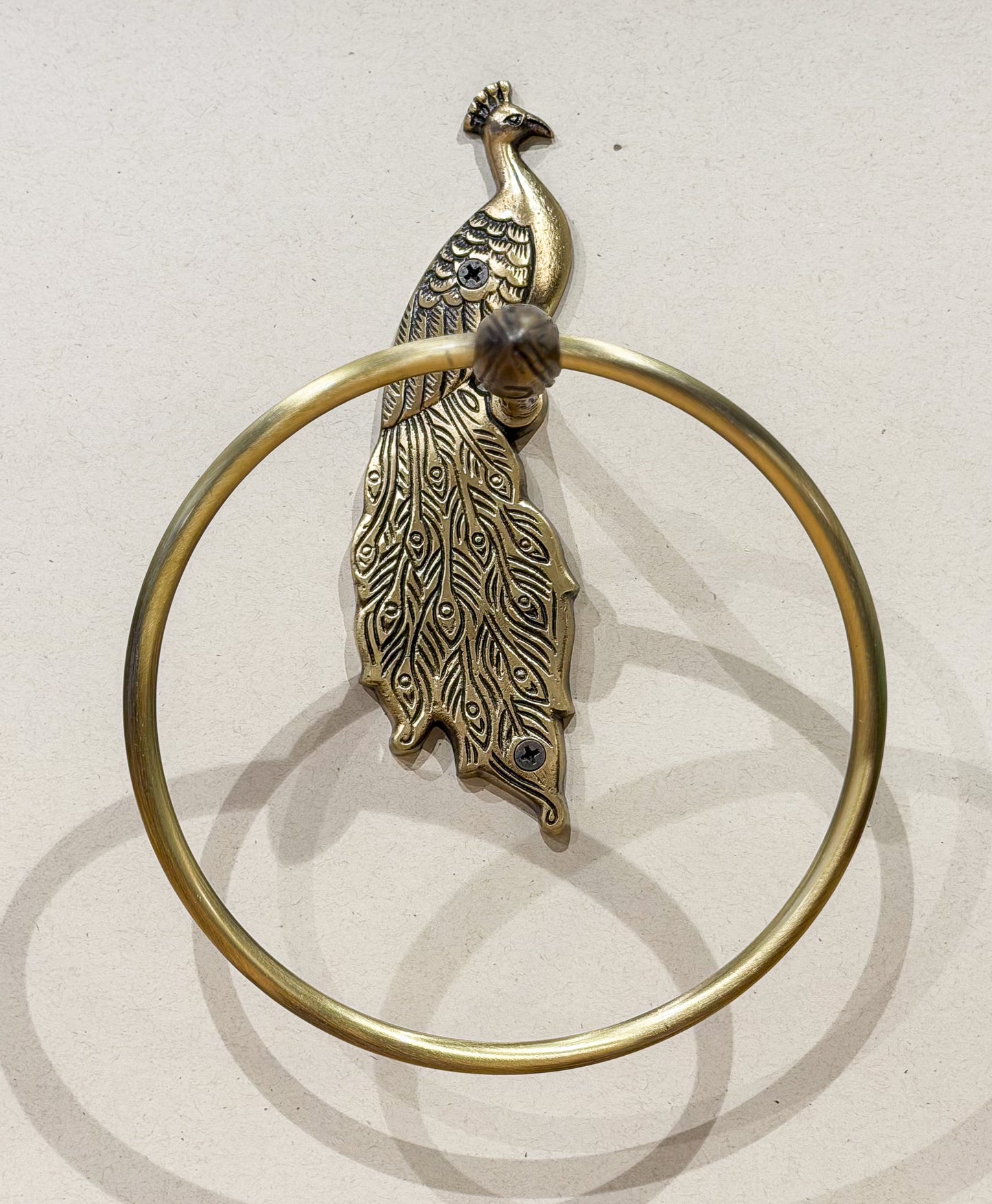 Peacock Brass Antique Towel Ring Holder