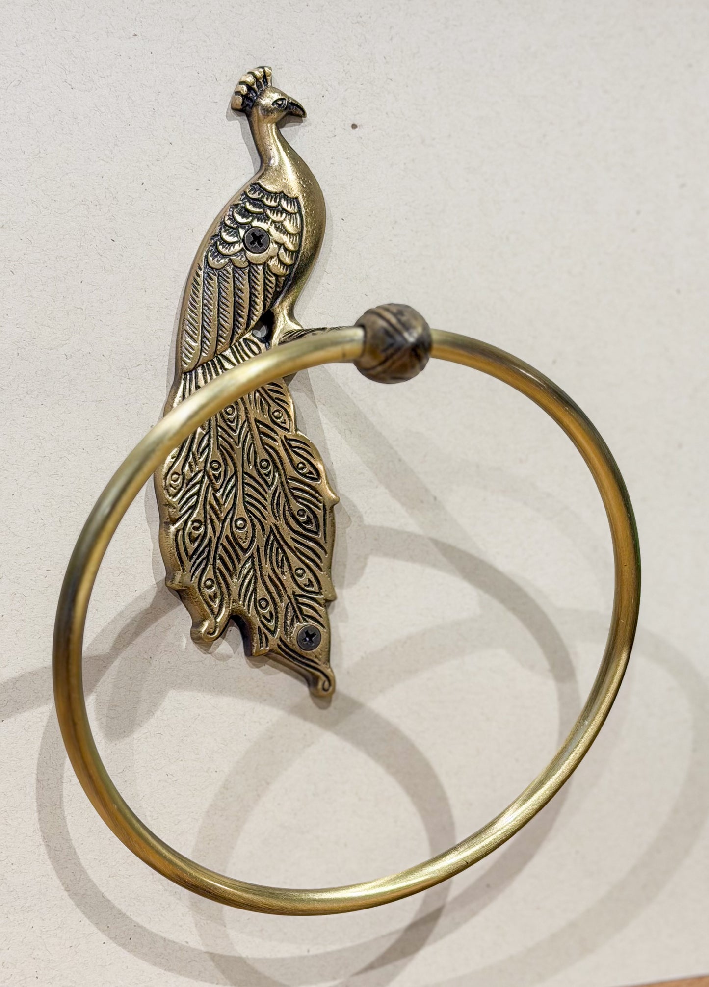 Peacock Brass Antique Towel Ring Holder