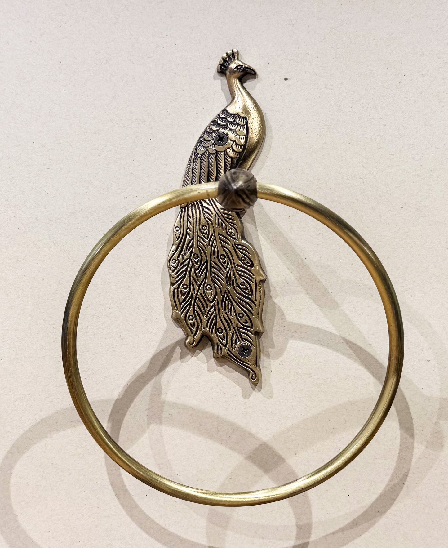 Peacock Brass Antique Towel Ring Holder