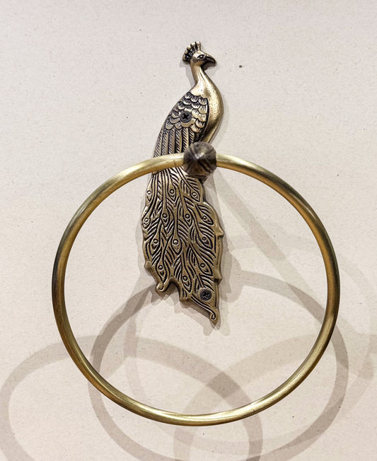 Peacock Brass Antique Towel Ring Holder