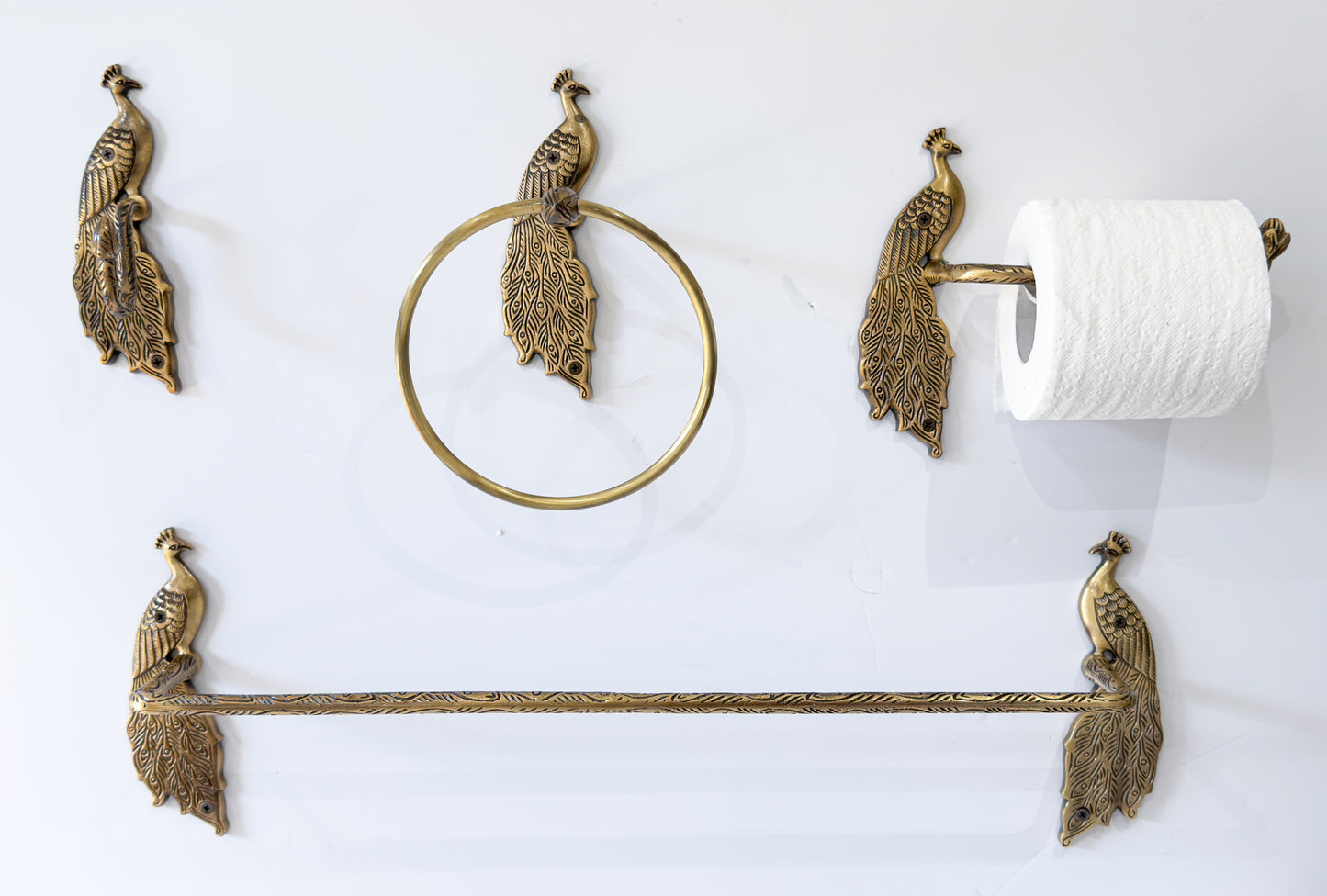 Peacock Brass Antique Towel Rack