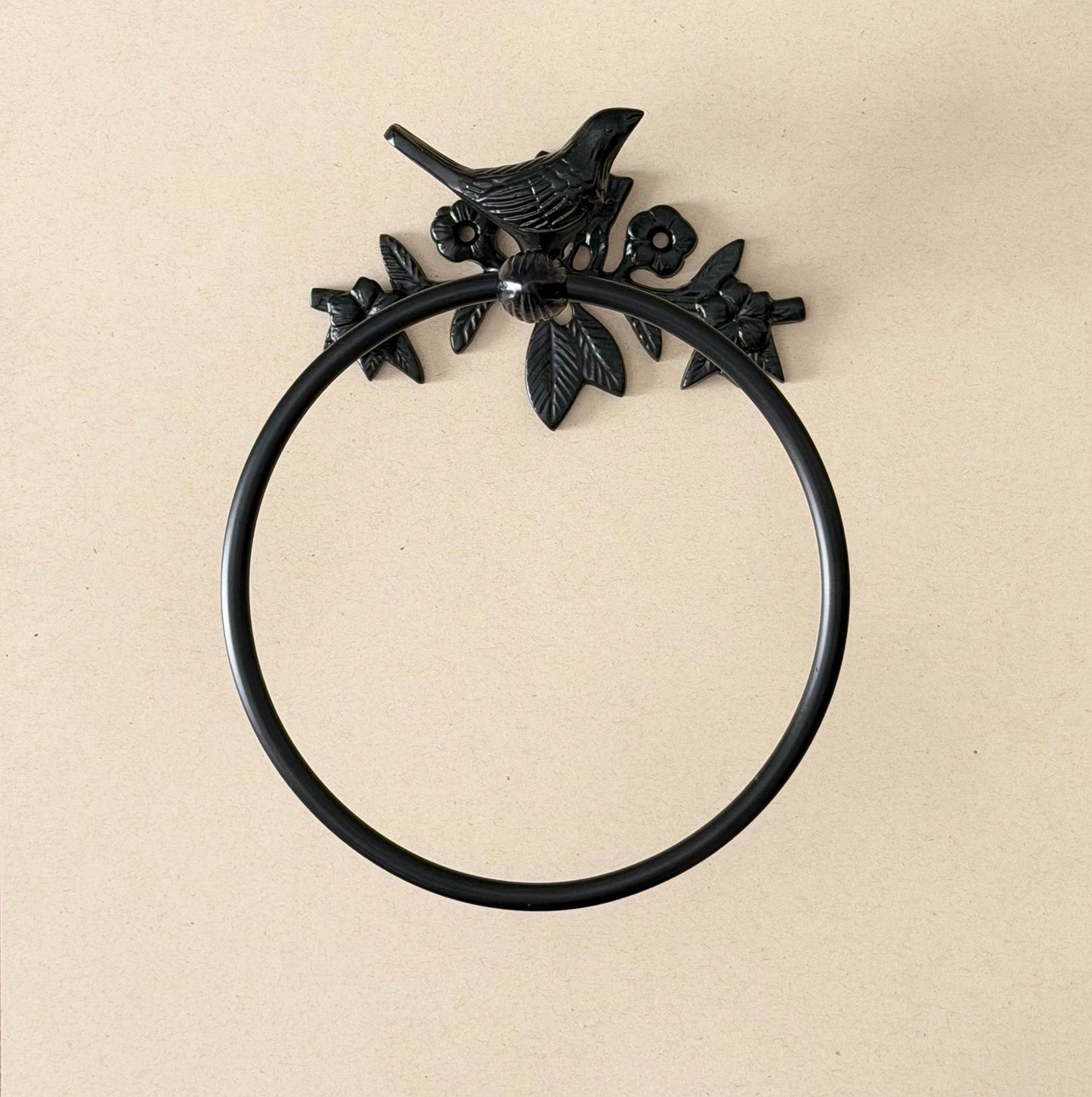 Portasciugamani ad anello in ottone a forma di uccello antico