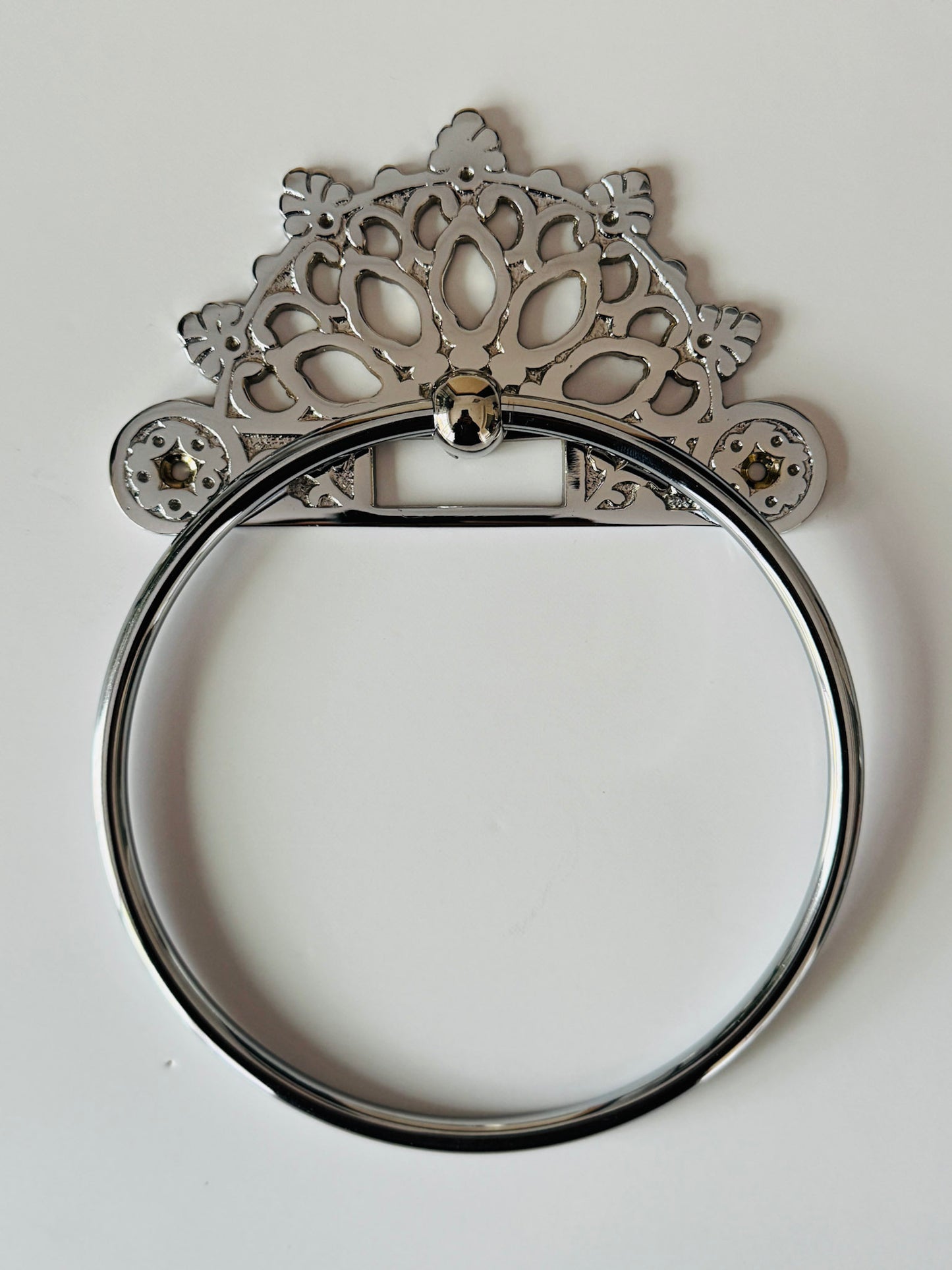 Victorian Chrome Brass Ring Towel Holder