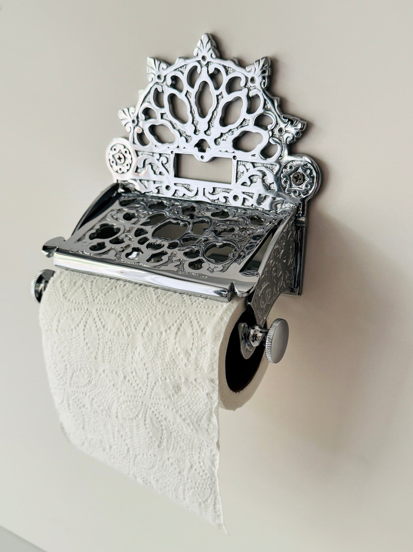 Victorian Chrome Brass Toilet Paper Roll Holder