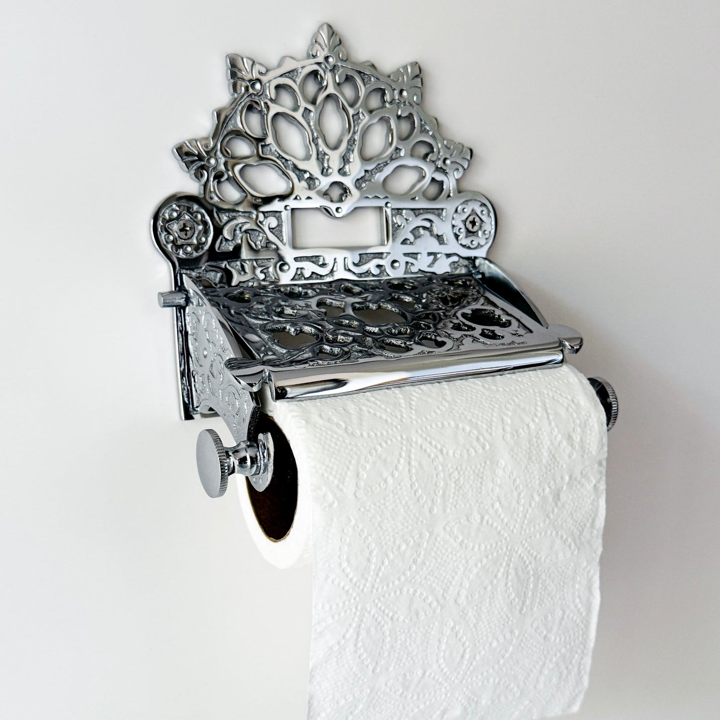 Victorian Chrome Brass Toilet Paper Roll Holder