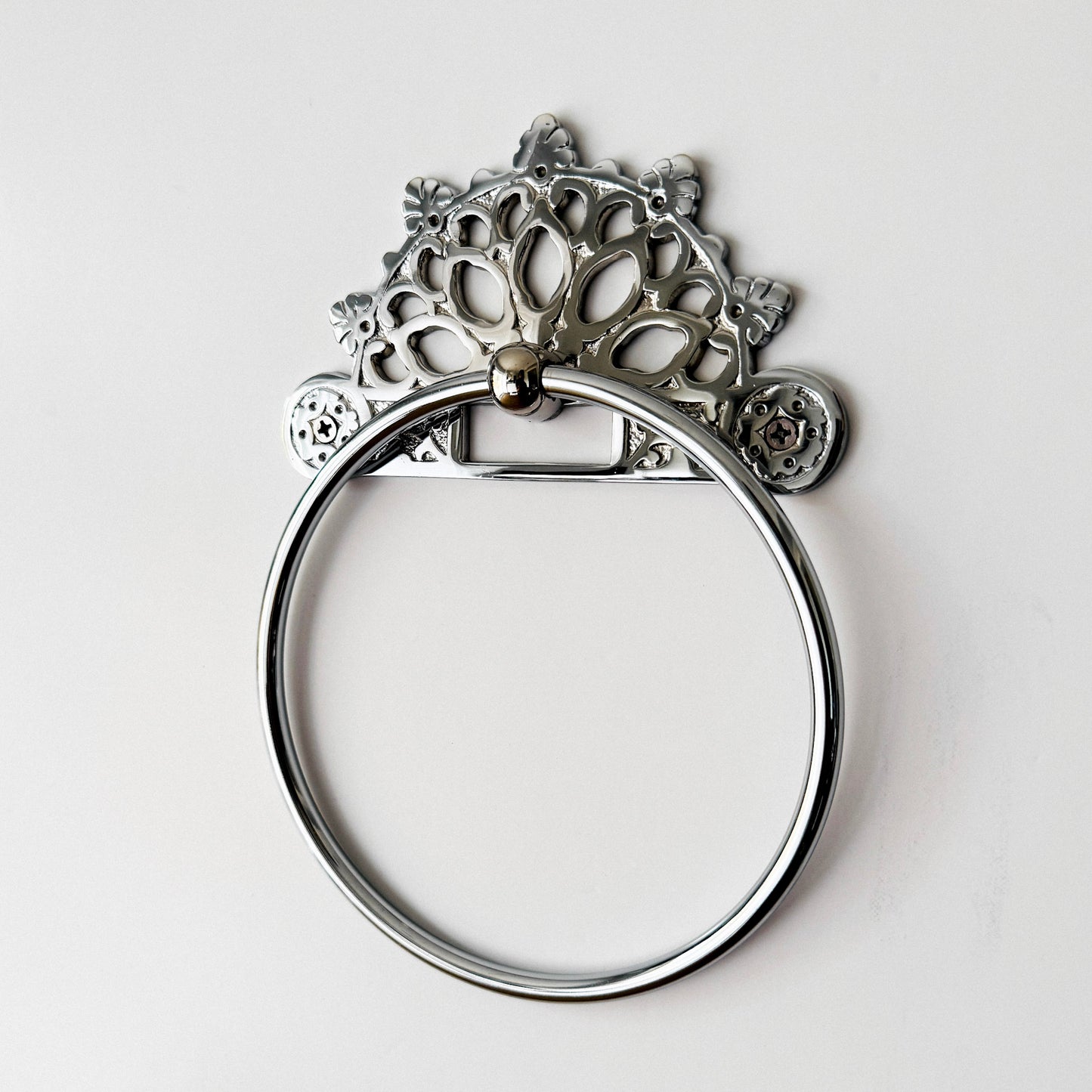 Victorian Chrome Brass Ring Towel Holder
