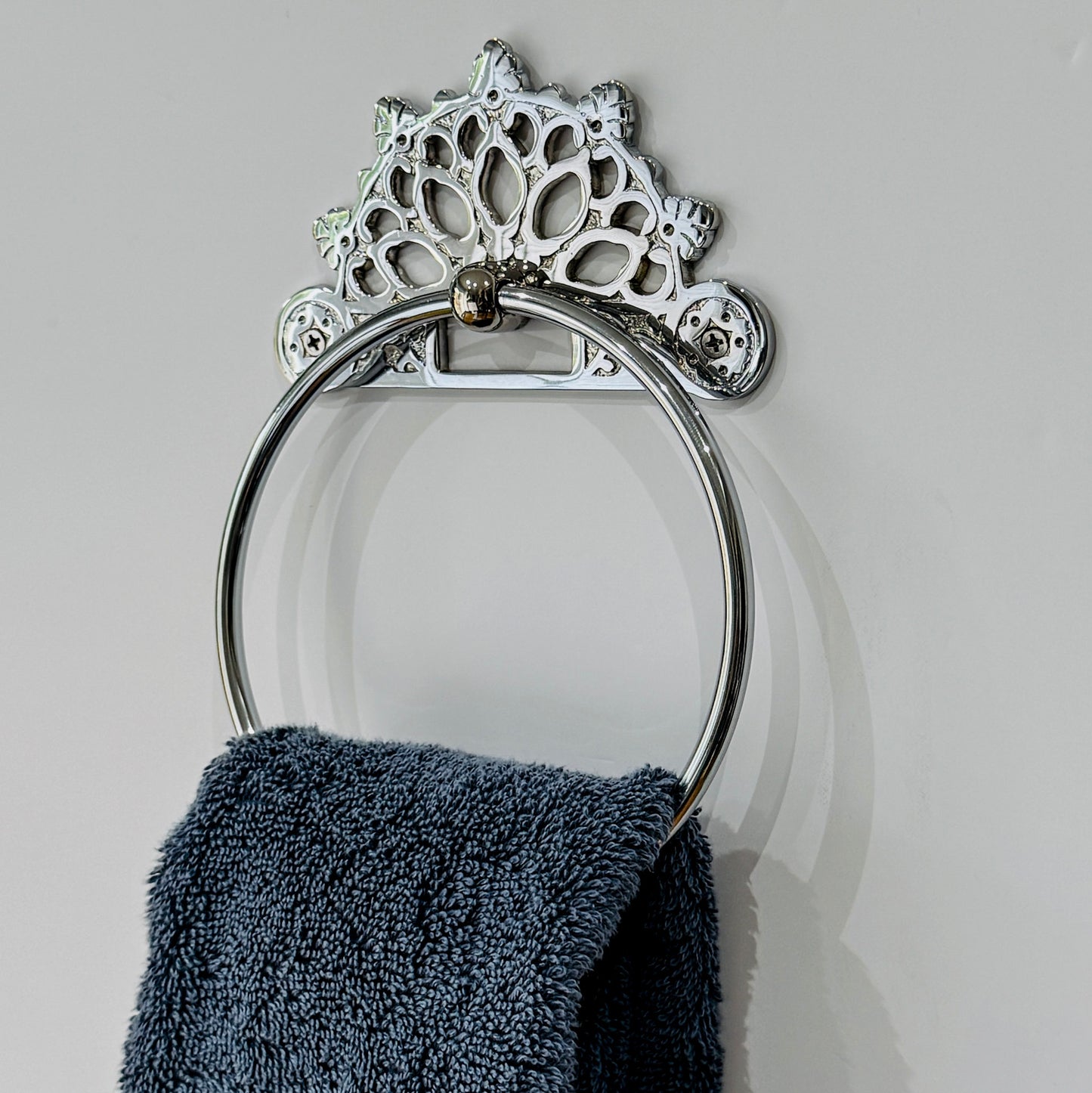 Victorian Chrome Brass Ring Towel Holder