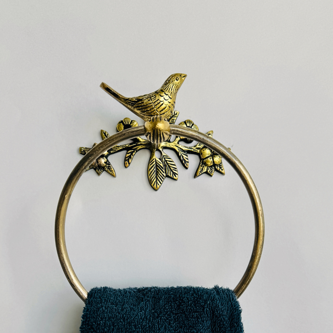 Brass Antique Bird Towel Ring