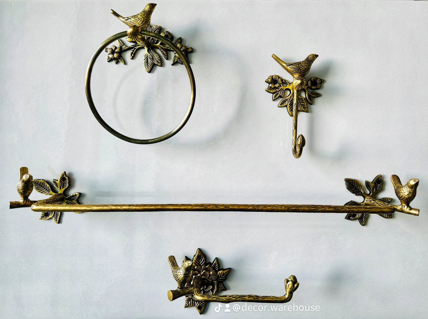 Brass Antique Bird Towel Ring