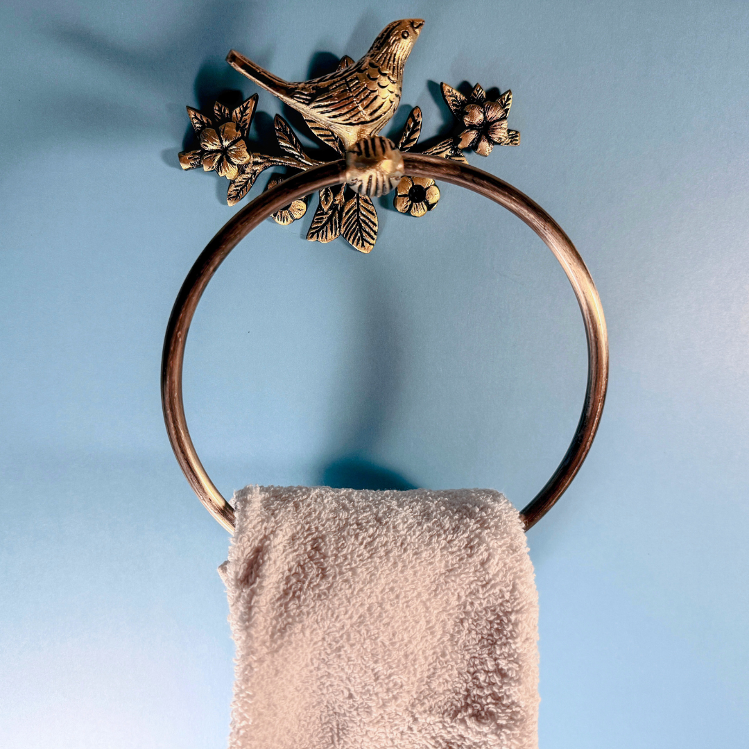 Brass Antique Bird Towel Ring