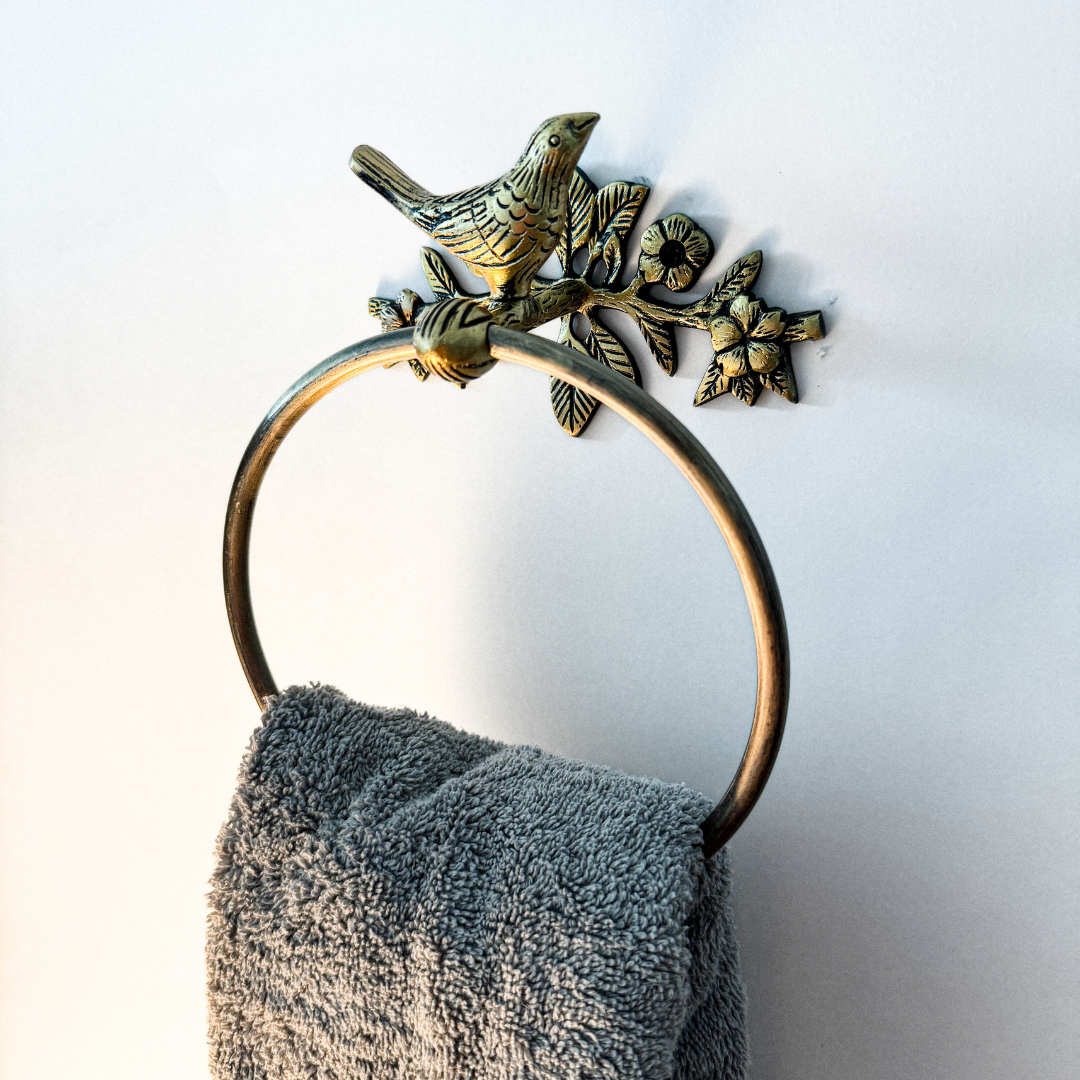 Brass Antique Bird Towel Ring